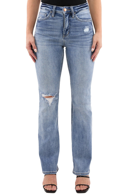 Mia High Rise Bootcut Distressed Jeans