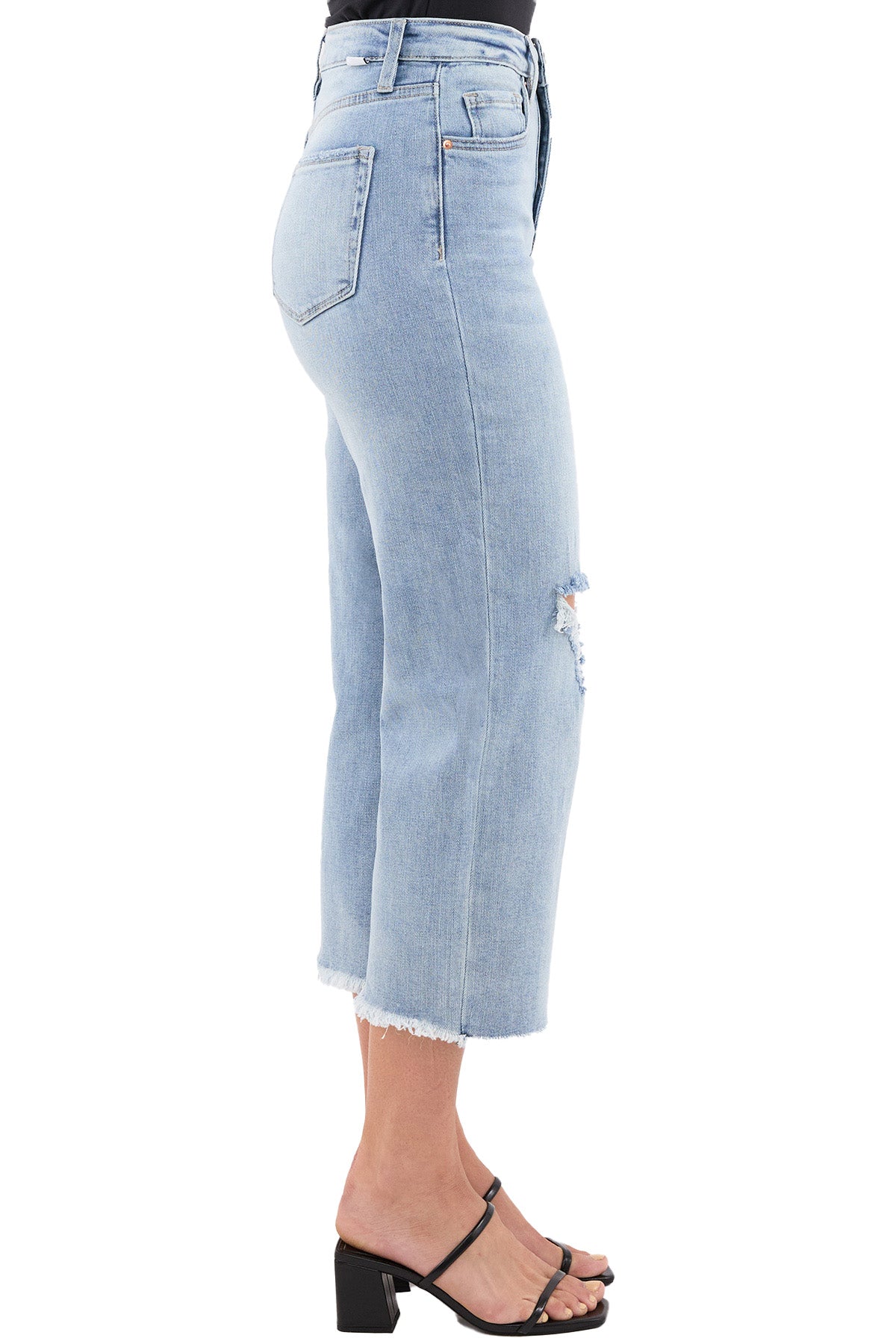 Chloe High Rise Wide Leg Cropped Frayed Jeans (Copy)