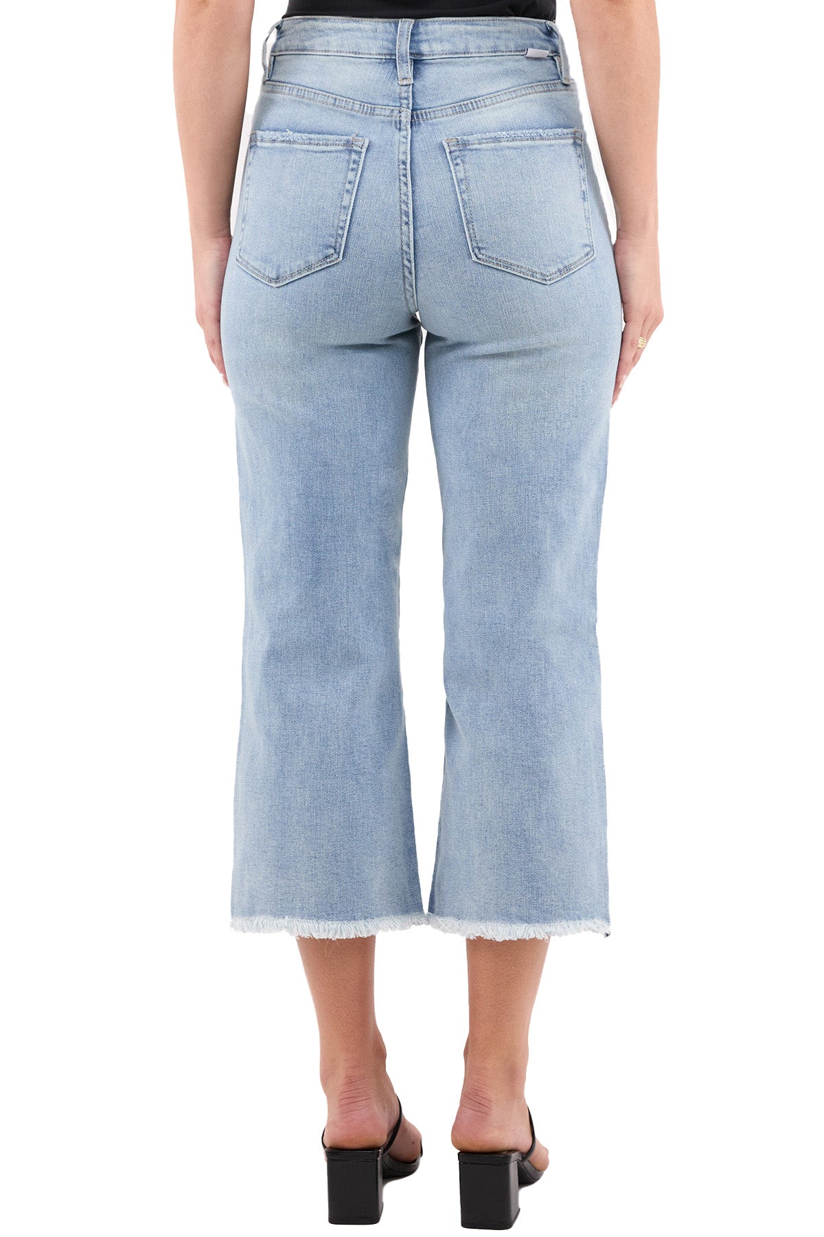 Chloe High Rise Wide Leg Cropped Frayed Jeans (Copy)