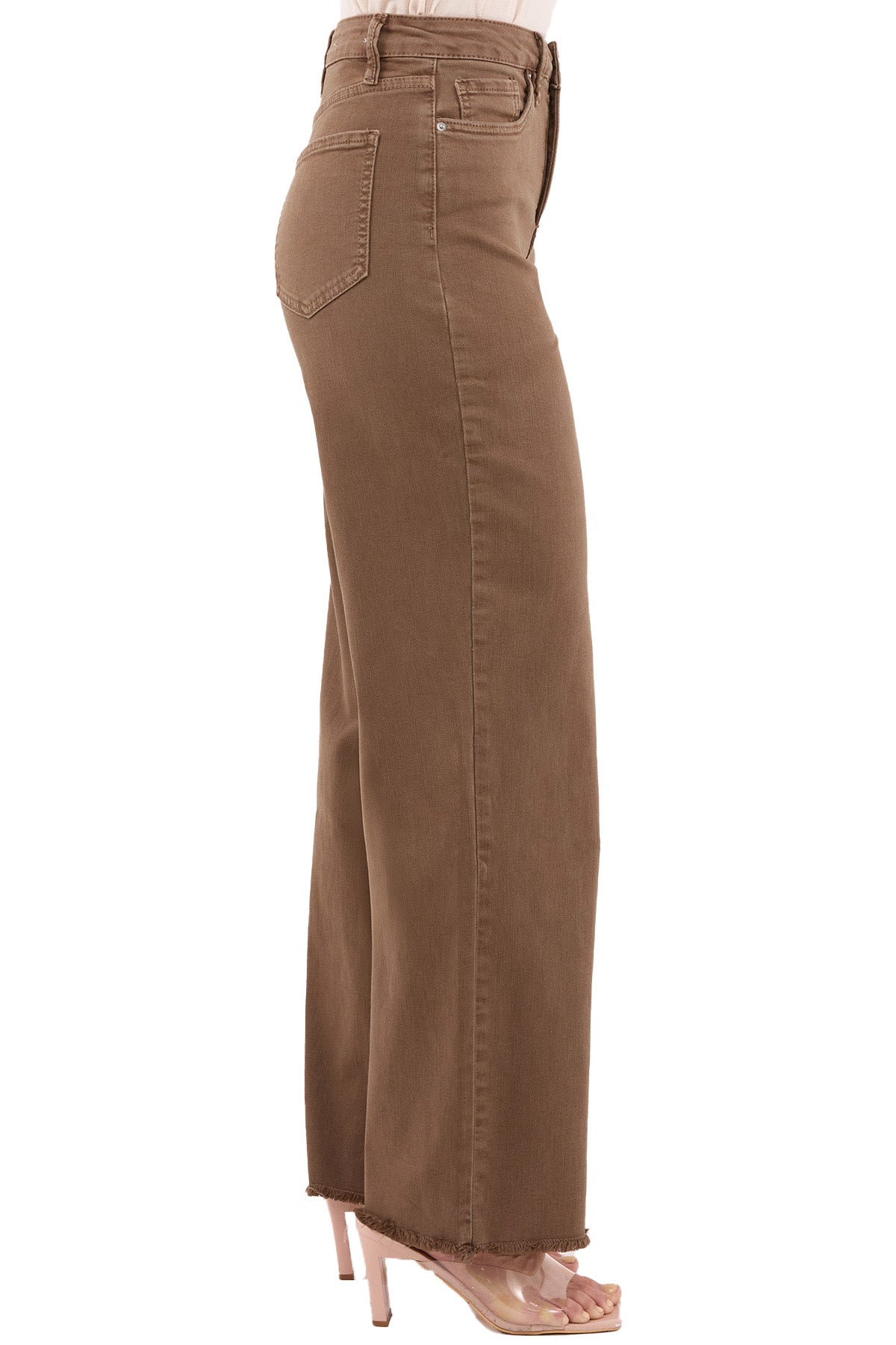 Chloe High Rise Frayed Wide Leg Pants