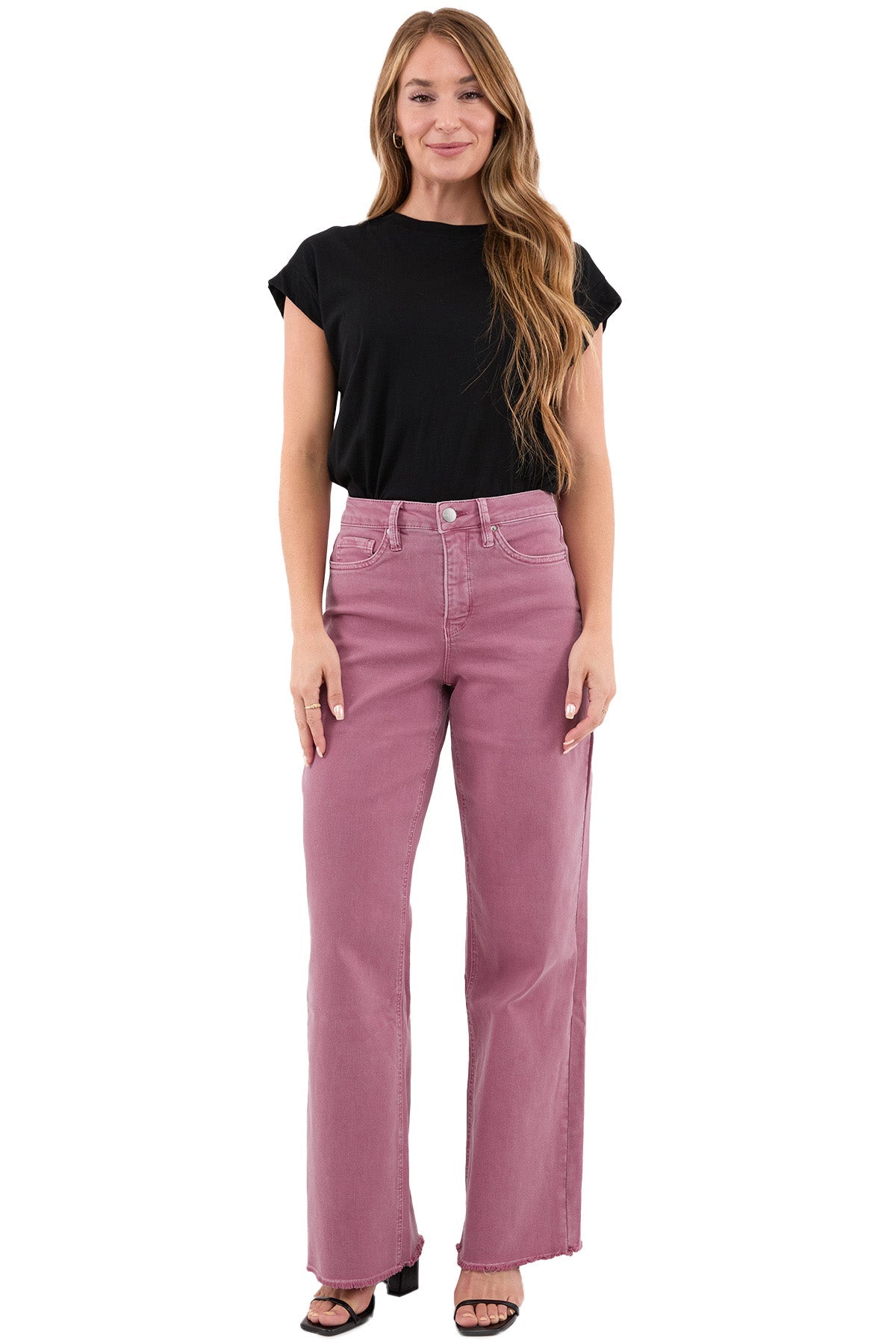 Chloe High Rise Frayed Wide Leg Pants