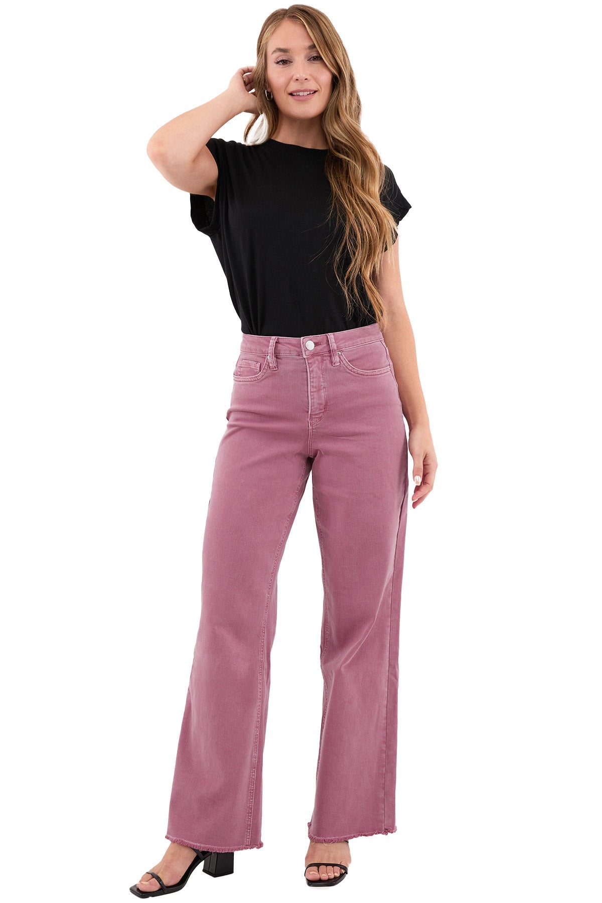 Chloe High Rise Frayed Wide Leg Pants