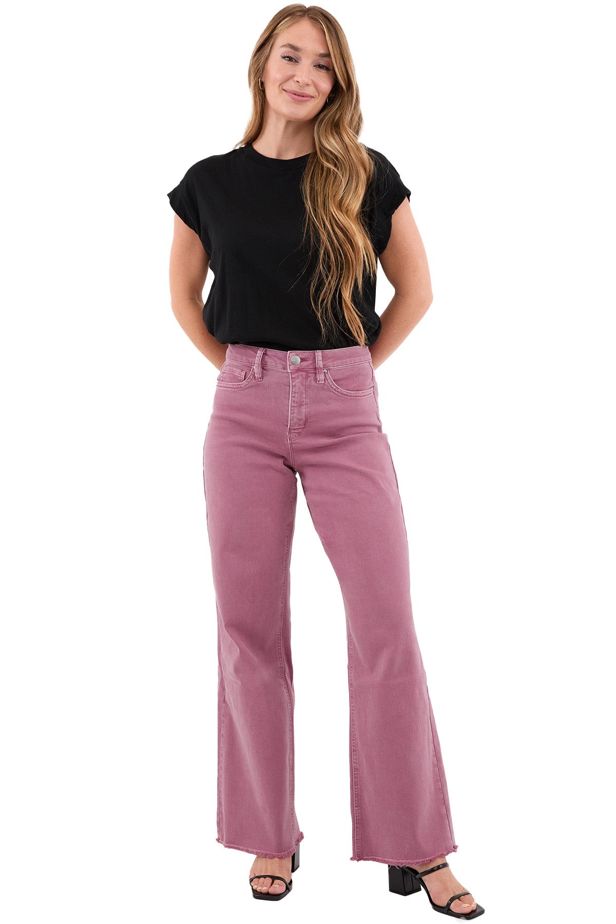 Chloe High Rise Frayed Wide Leg Pants