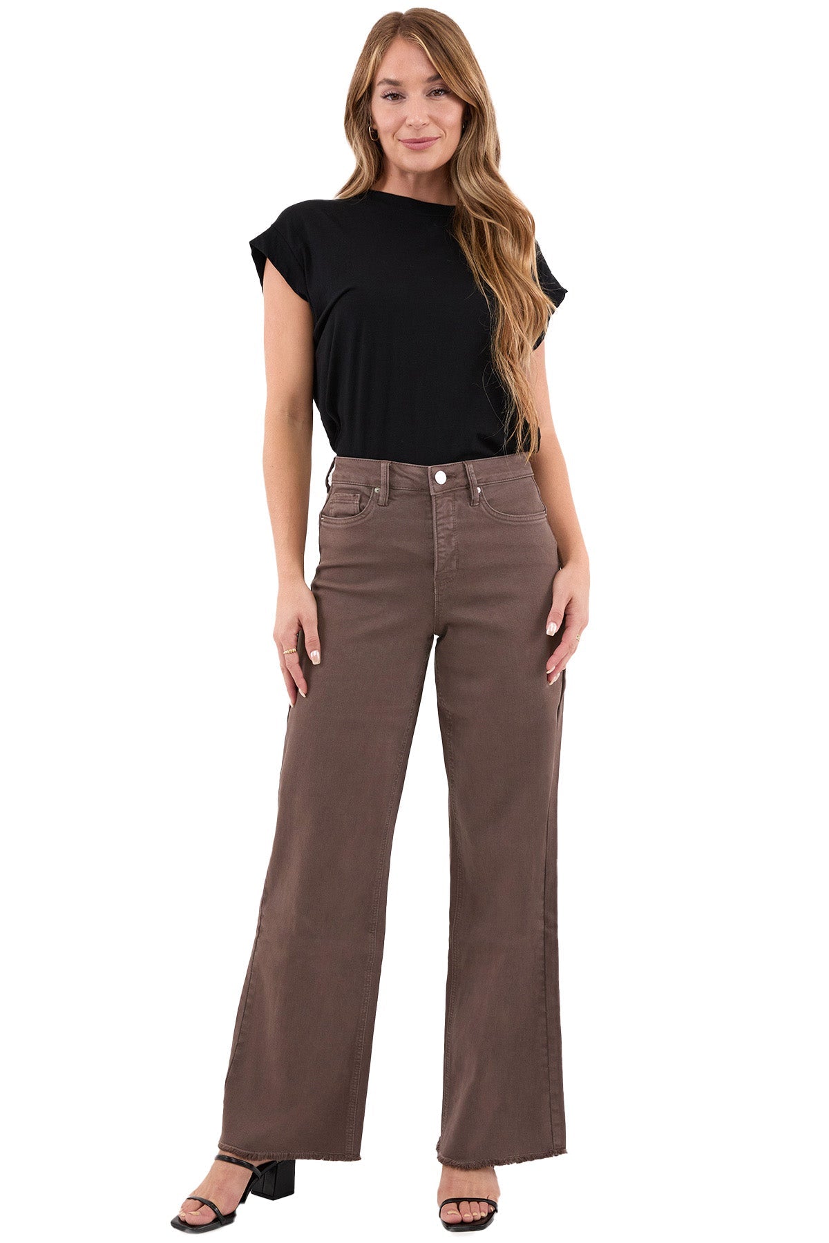 Chloe High Rise  Frayed Wide Leg Pants