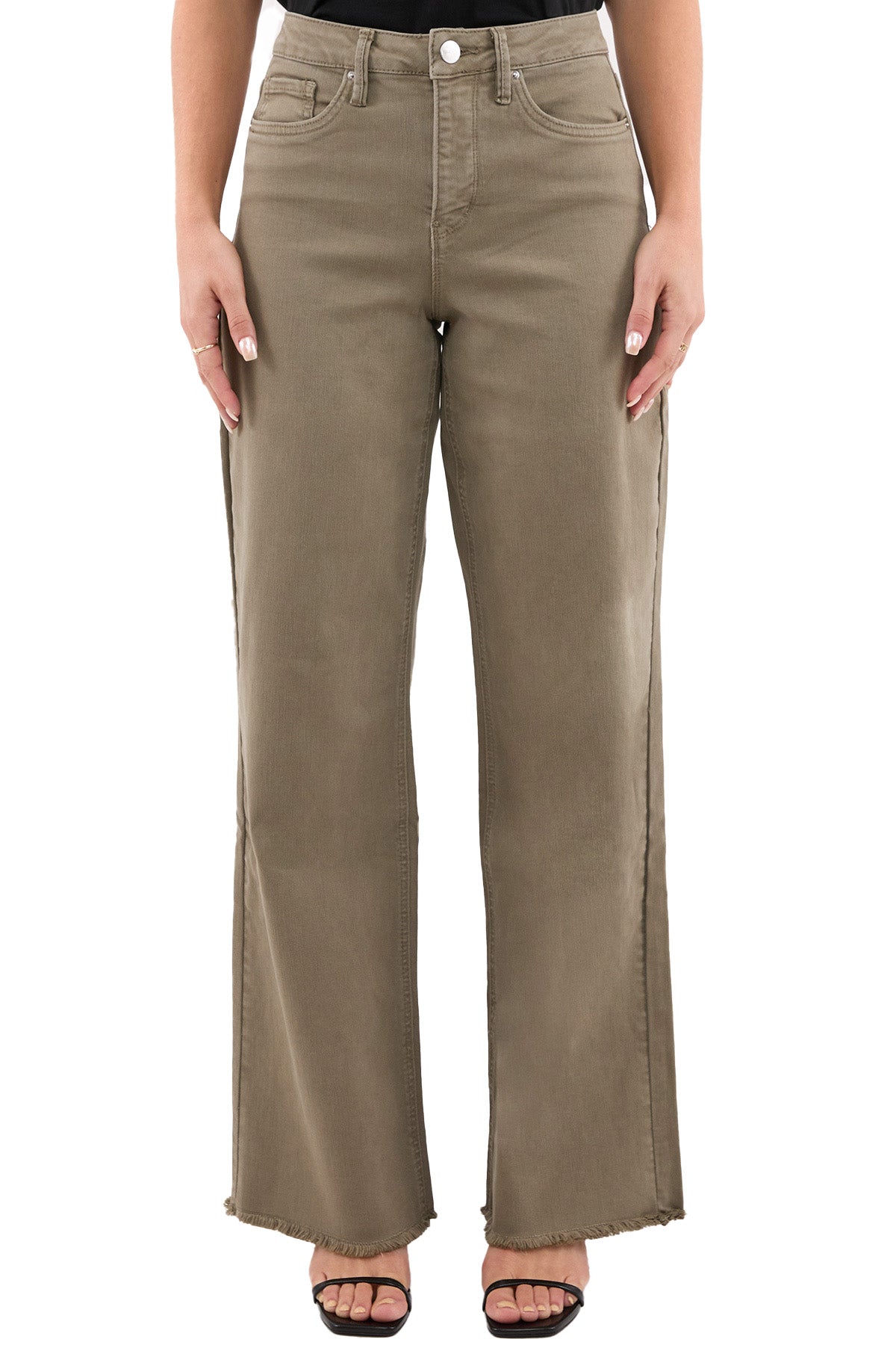 Chloe High Rise Frayed Wide Leg Pants