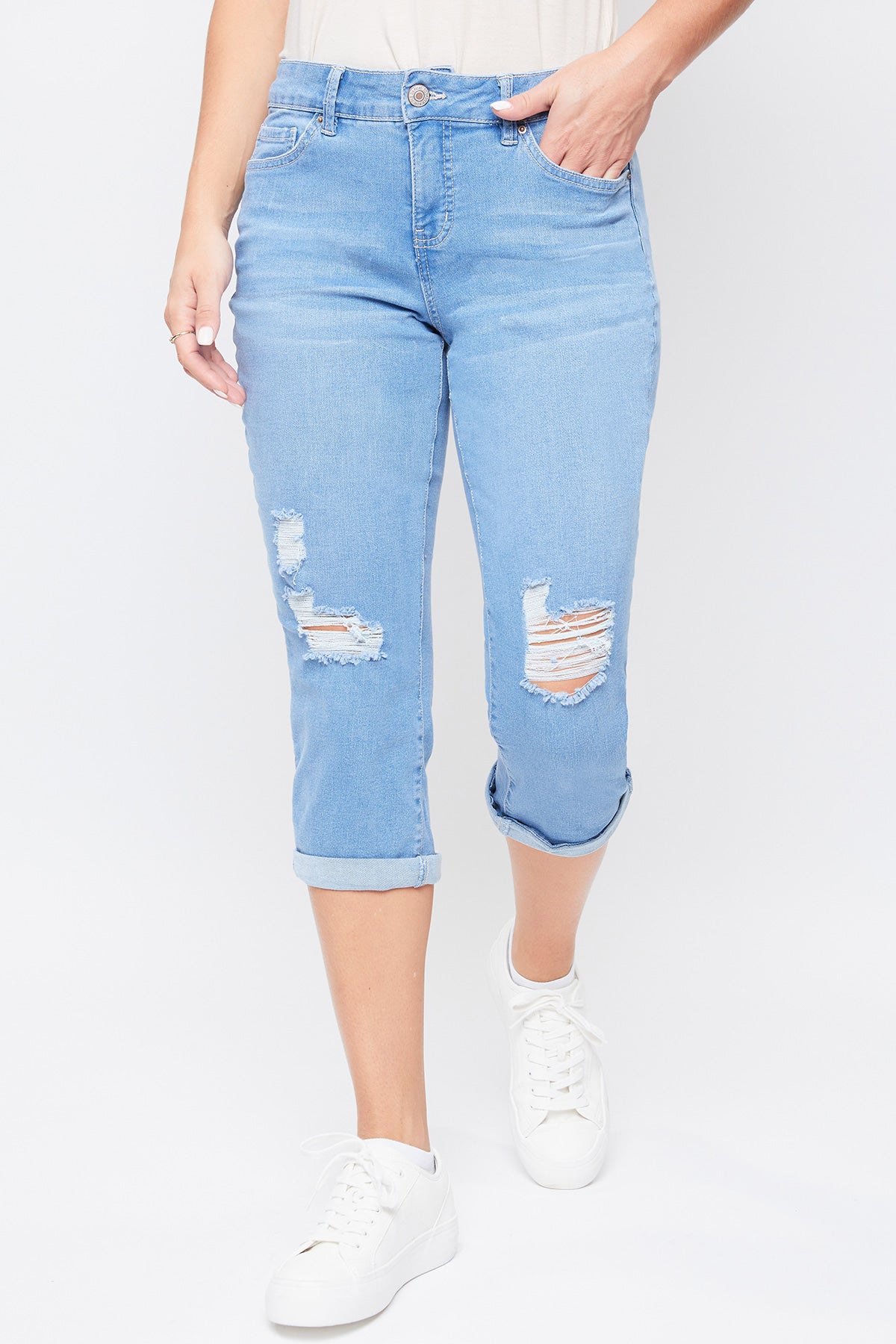 Women's Essential High Rise Cuffed Capri Jeans
