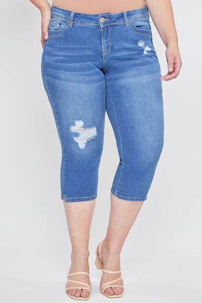Women's Plus Size Sustainable WannaBettaButt Mid Rise Capri Jeans-Sale