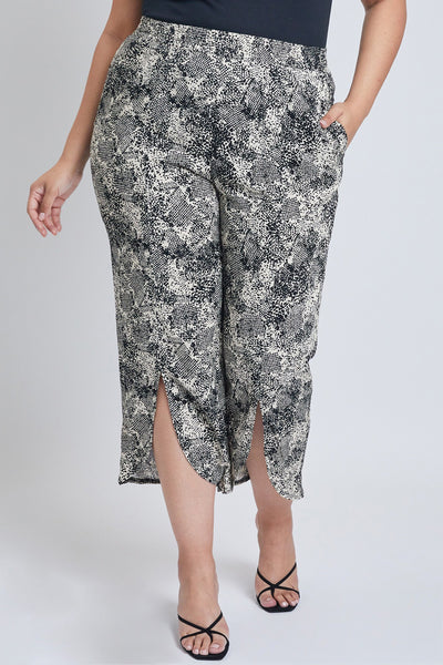 Women's Plus Size Linen Lounge Pant with Front Slip-Sale