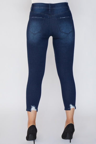 Women Petite Hide Your Muffin Top Ankle Jean With Fashion Detail Pp63051N