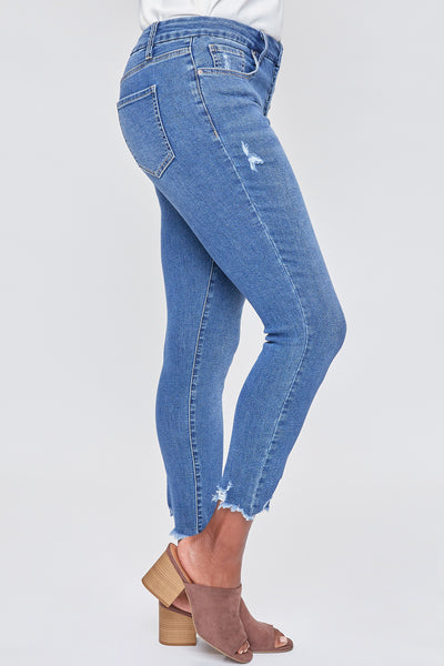 Women's Curvy Fit High Rise Exposed Button Fly Ankle Jean