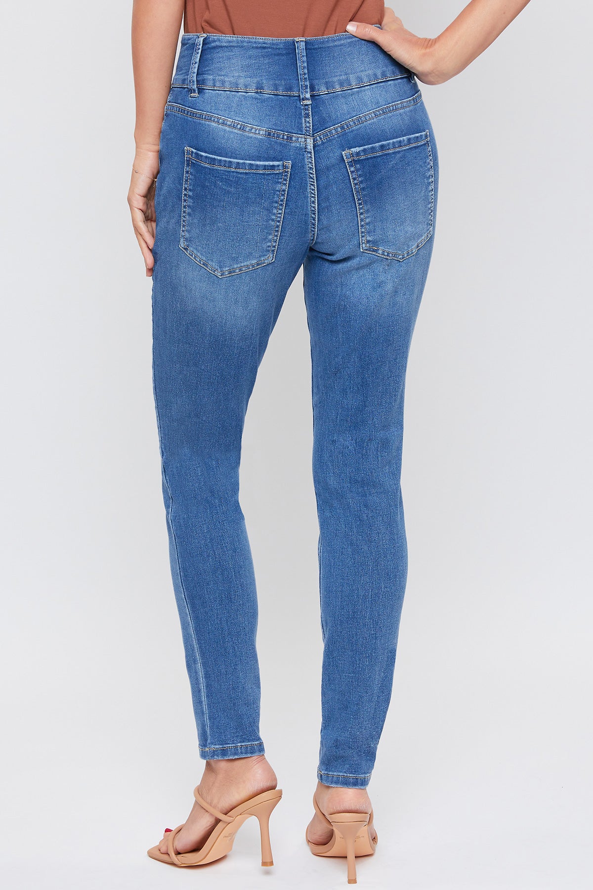 Women's Essential 3 Button High Rise Skinny Jean with Functional Front Pockets-Sale