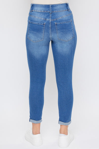 Women's Essential 2-Button Roll Cuff Ankle Jeans