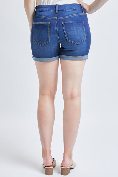 Women's Curvy Fit Button Fly Cuffed Shorts
