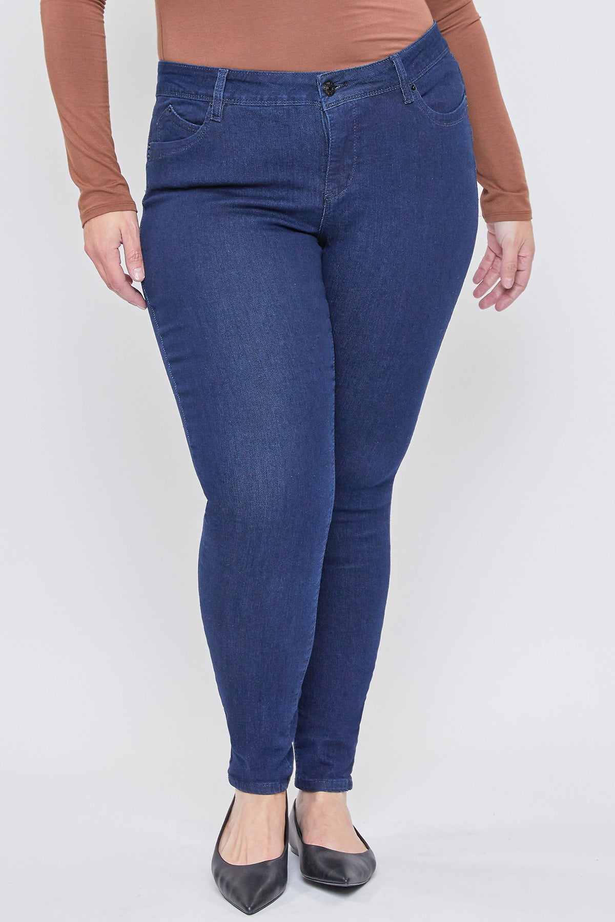 Women's Plus Size WannaBettaButt High Rise 1 Button Skinny Jean With Regular Hem